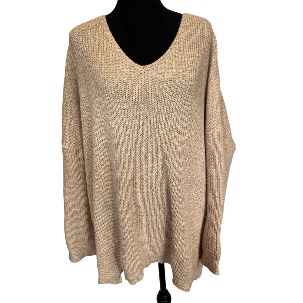 Simple Suzanne Betro Slouchy Mabled V-Neck Pullover Sweater Plus Size 1X/2X NWT